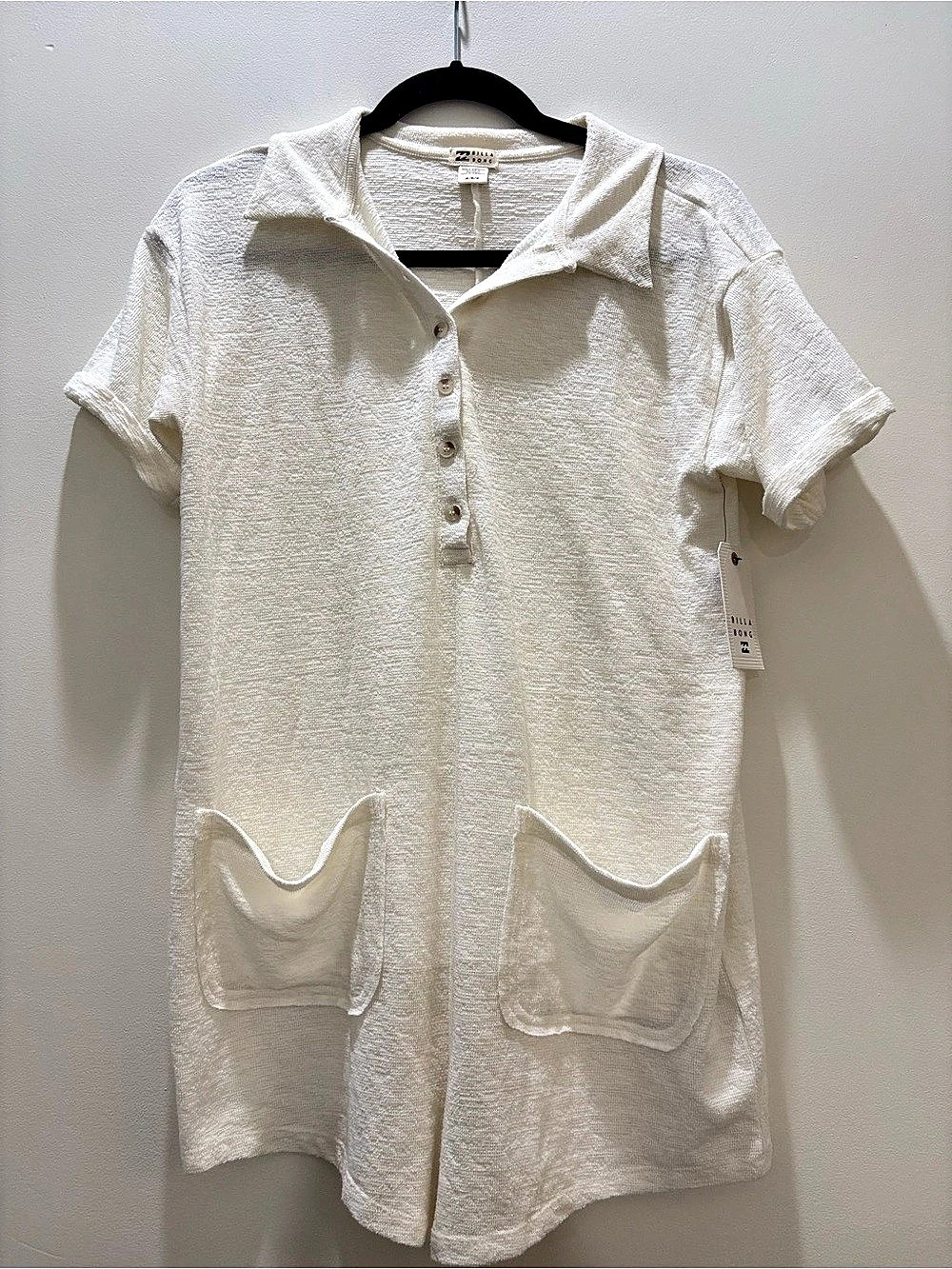Billabong Short Sleeve Romper in Cream